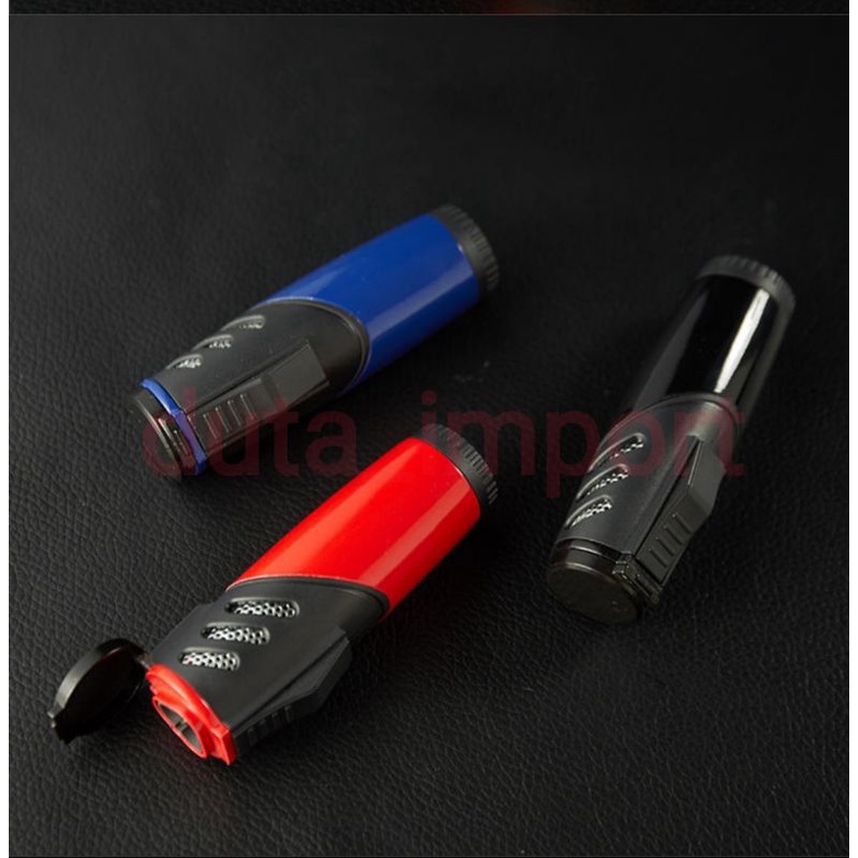 Lighter 3 jet flame/Korek api gas isi ulang murah ringan obor biru pemantik portable