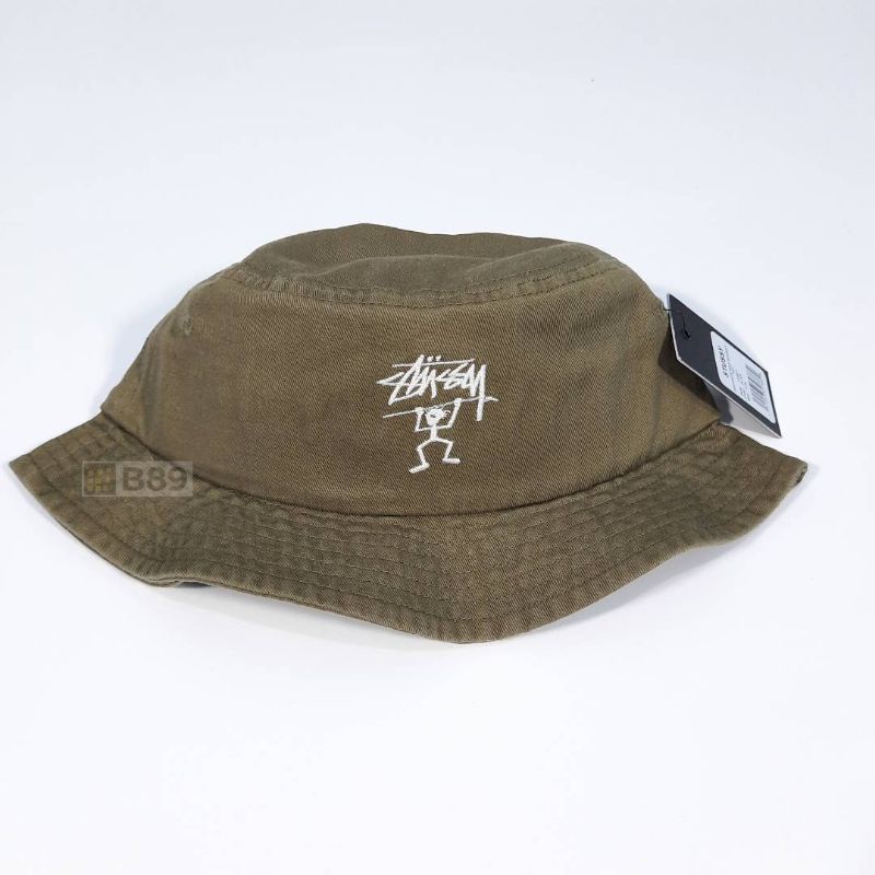 TOPI STUSSY WARRIOR MEN BUCKET HAT ORIGINAL | OLIVE