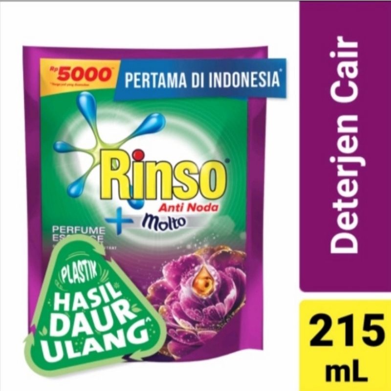 Rinso Molto Deterjen Cair Kemasan Daur Ulang Perfume Essence 215 ml