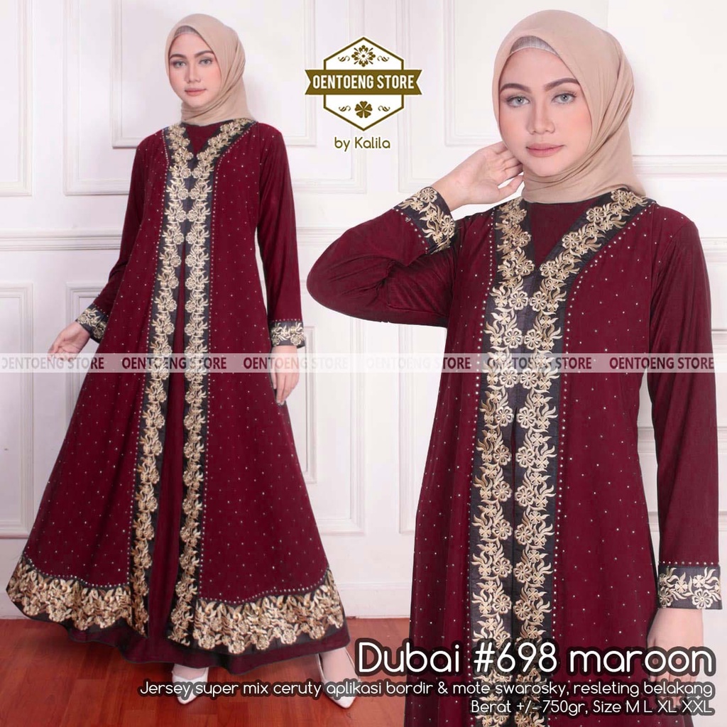 ABAYA DUBAI 698/GAMIS ABAYA TURKEY JUMBO LD 120 WARNA CERAH , BLACK , WHITE