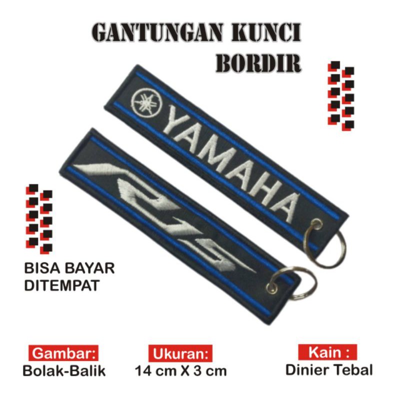 GANTUNGAN KUNCI KEYCHAIN KEYTAGS MOTOR MOBIL RUMAH TAS BORDIR YAMAHA R15