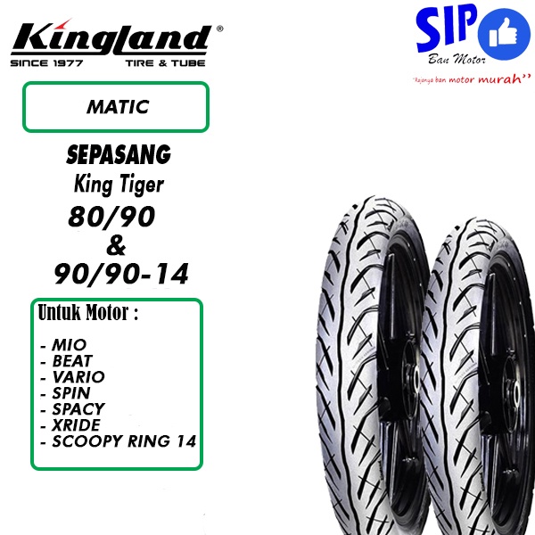 Paket Ban matic Kingland King Tiger 80 90 &amp; 90 90 14 tubeless