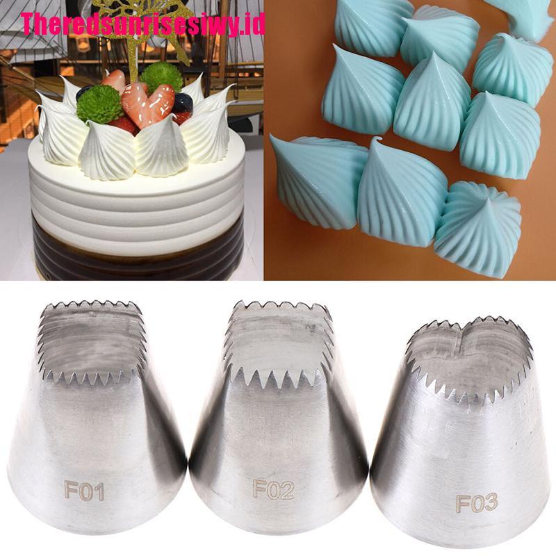 (Theredsunrisesiwy.Id) 3pcs / Set Spuit Piping Bentuk Kotak / Hati Gaya Rusia Untuk Dekorasi Kue / Pastry Diy