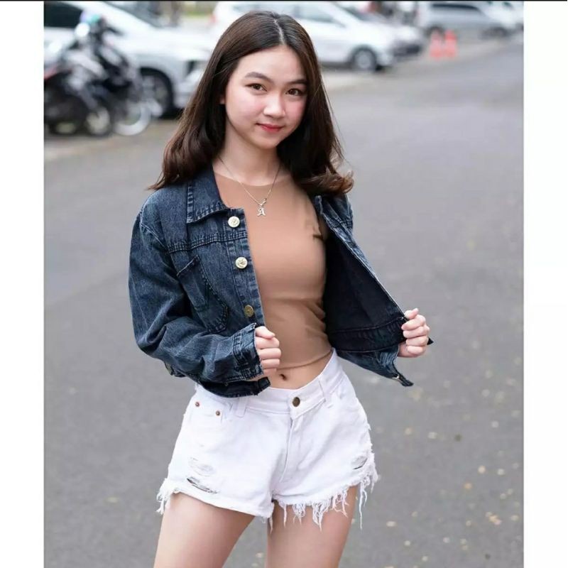 Summer Jaket Jeans Crop Wanita