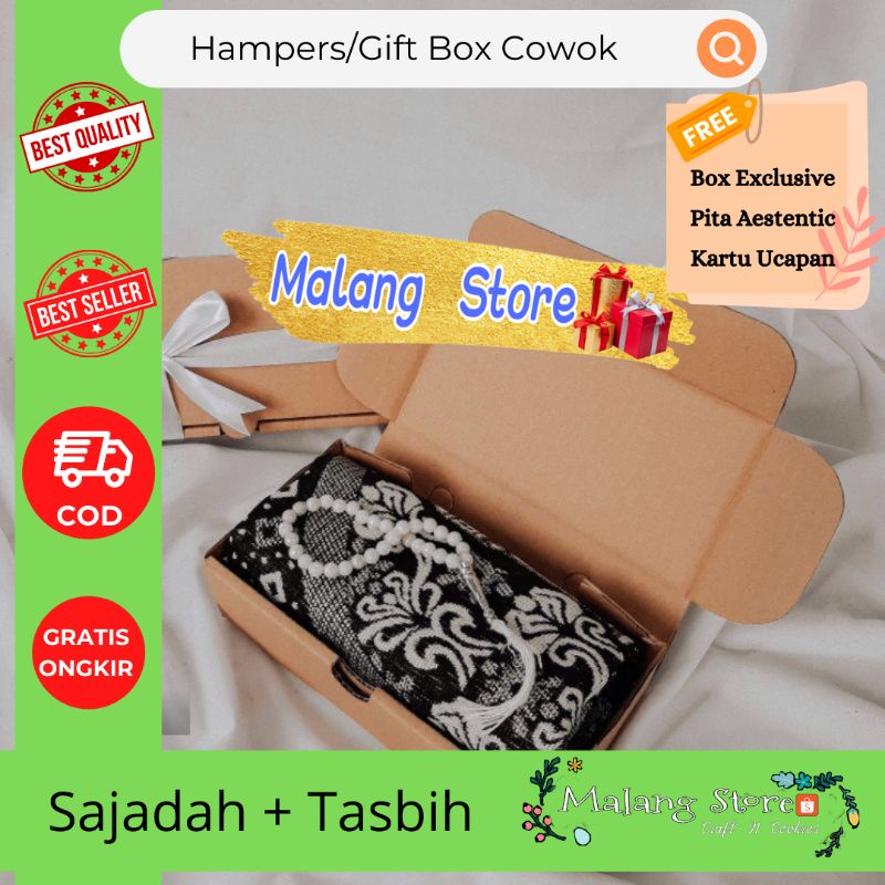 

Malang Store*Hampers Eid Muslim Pria/Kado Alat Sholat/parcel Souvenir/Sajadah Tasbih Lebaran