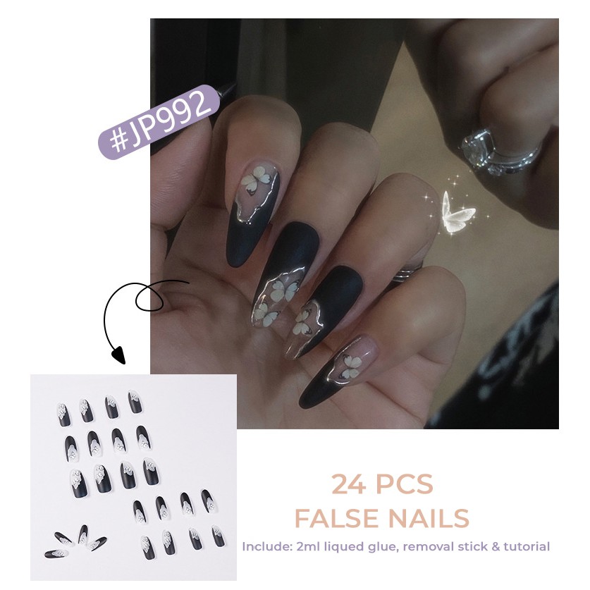 24 PCS False Nail #JP992 High Quality | Kuku Palsu Doff / Matte | Waterproof