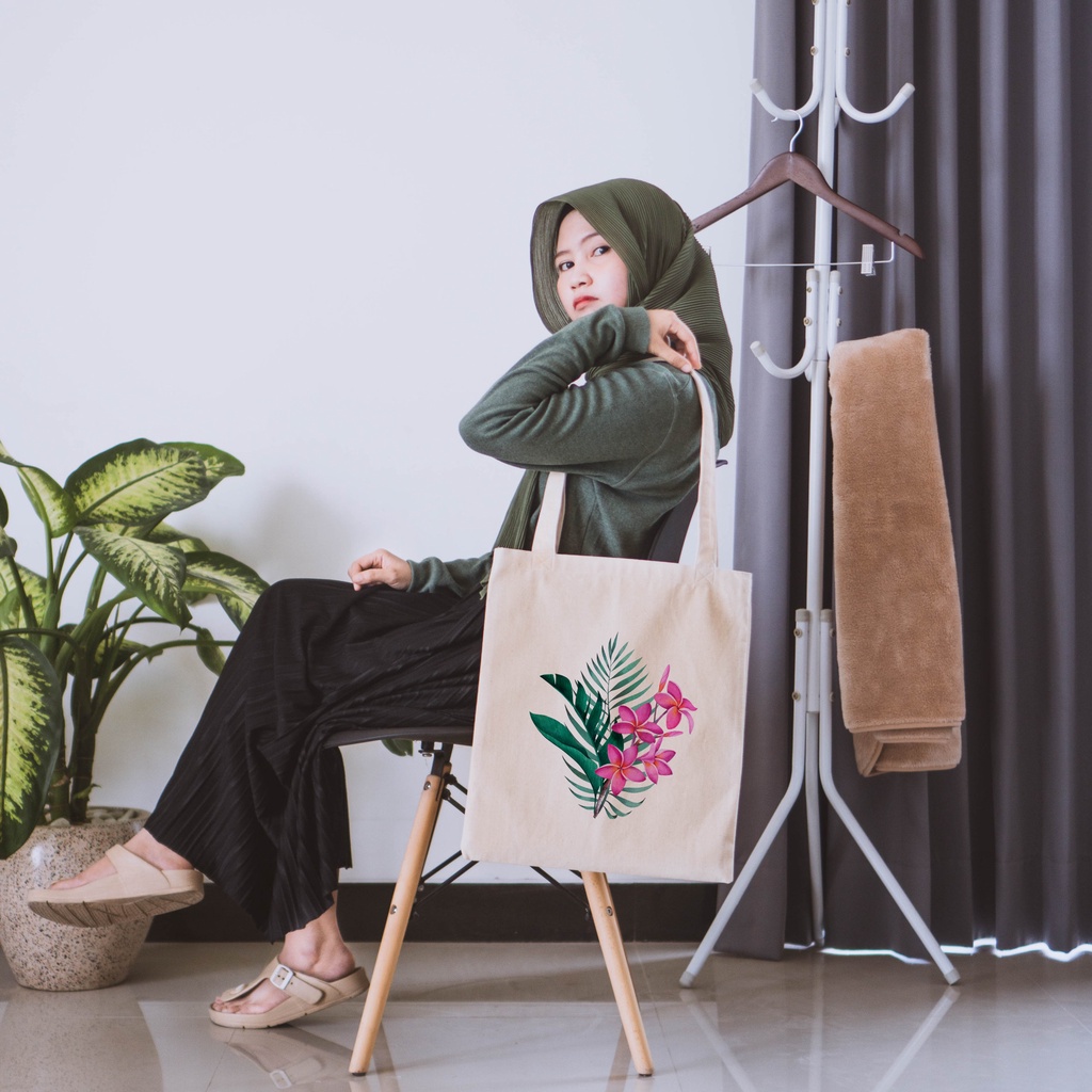 Sevine Tote Bag Kanvas Tas Fashion Totebag Wanita DTF Printing  Tropical Aesthetic Series - KTF3