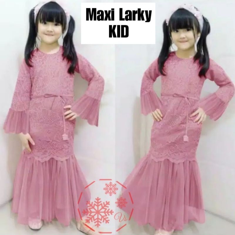 MAXY LARKY, BRUKAT TILE FURING, GAMIS HIJAB MUSLIM, DRESS MAXY, 5 UKURAN, ADA KID ANAK