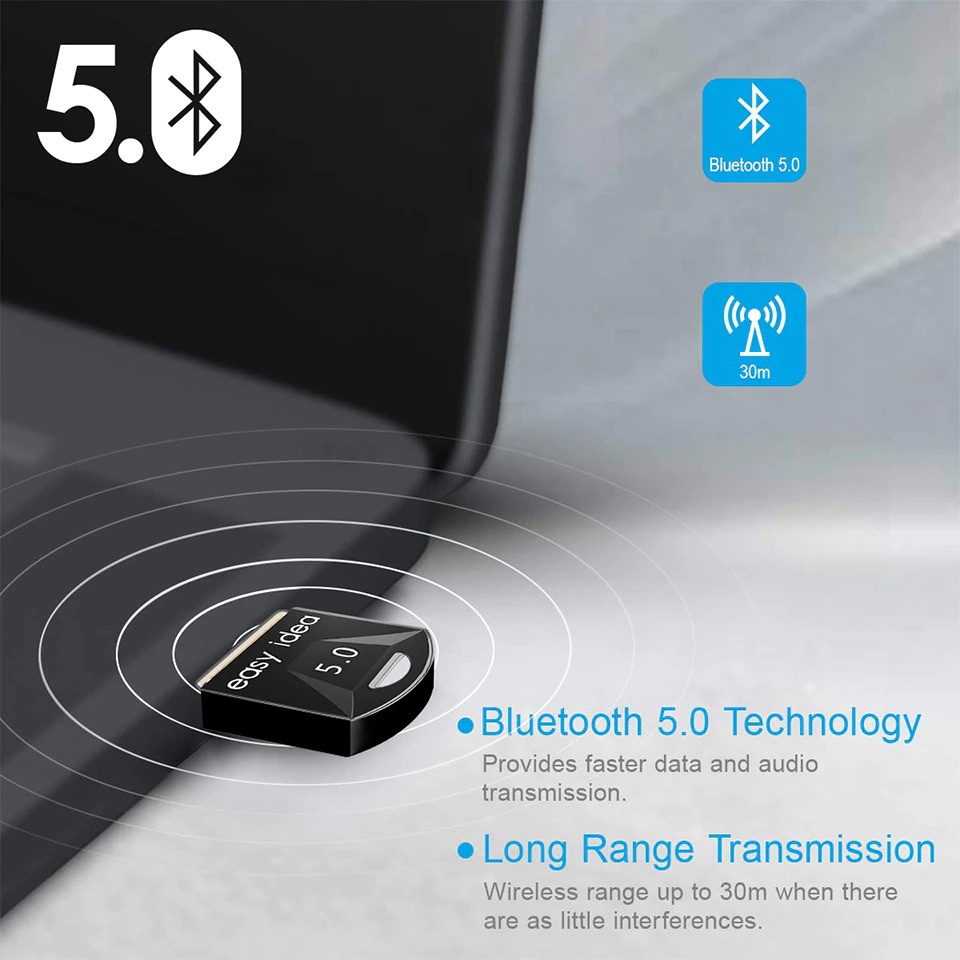 Bluetooth 5.0 Receiver USB Dongle Adaptor - BA100401 - Black