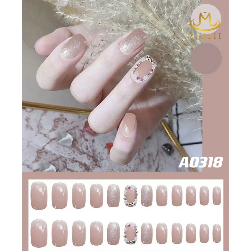 MIULII / KUKU PALSU   Rice Spar Flower A0318 / 24PCS / 3D / NAIL ART / PREMIUM / PEACH / CUTE / FREE LEM JELLY / KUTE