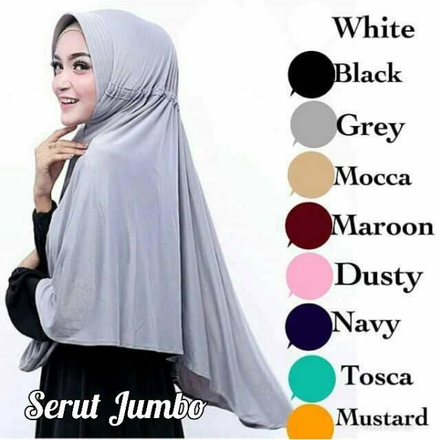 (COD)Jilbab instan SERUT JUMBO / serut polos Jokowi jumbo Jersey syari / SERUT