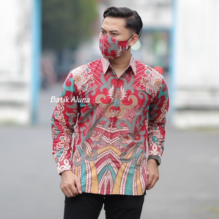 Batik pria lengan panjang Kemeja Atasan Baju batik pria laki laki lengan panjang premium cowok solo