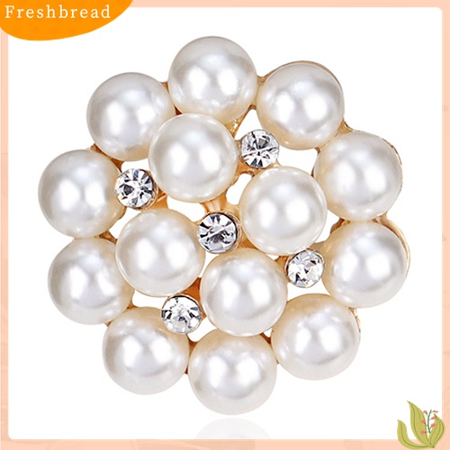 [ TERLARIS]Flower Rhinestone Imitation Pearl Brooch Pin DIY Bridal Wedding Bouquet Decor