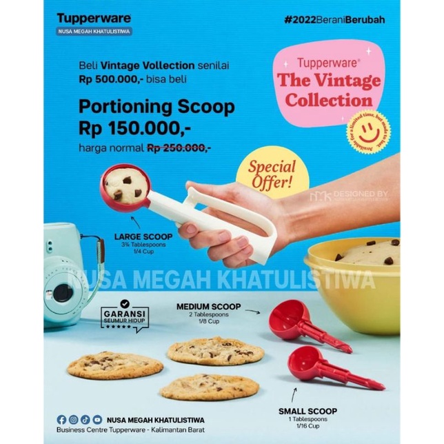 Portioning Scoop/Melon scoop/spoon Tupperware/measuring spoon/measuring Tupperware/sendok takar/ice 