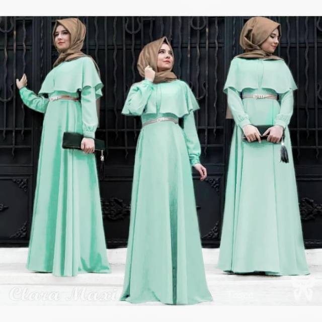 Gamis Clara Maxi/Baju muslim Lebaran/Gamis murah/Gamis warna Tosca muda/Maxi dress/Long dress