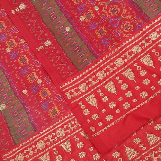 Songket palembang asli limar penuh merah