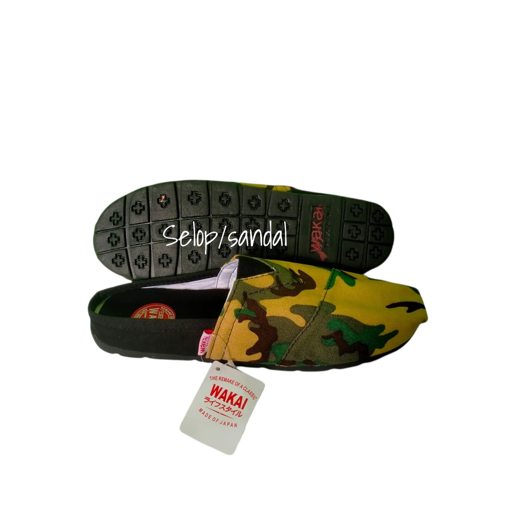 sandal selop sepatu slip on wakai motif unisex size 36-43