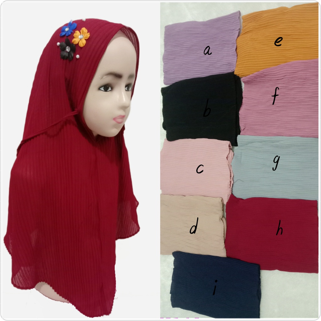 HIJAB BERGO MARYAM ANAK PLISKET BUNGA SAMPING PREMIUM