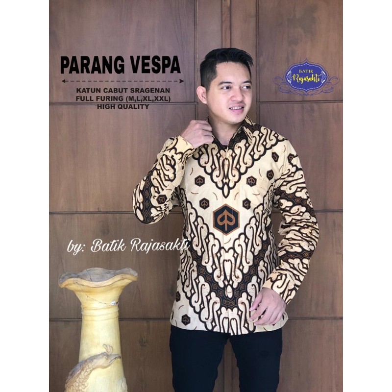 BATIK PRIA VESPA FULL FURING KATUN HALUS SRAGENAN SIZE M-XXL HIGH QUALITY