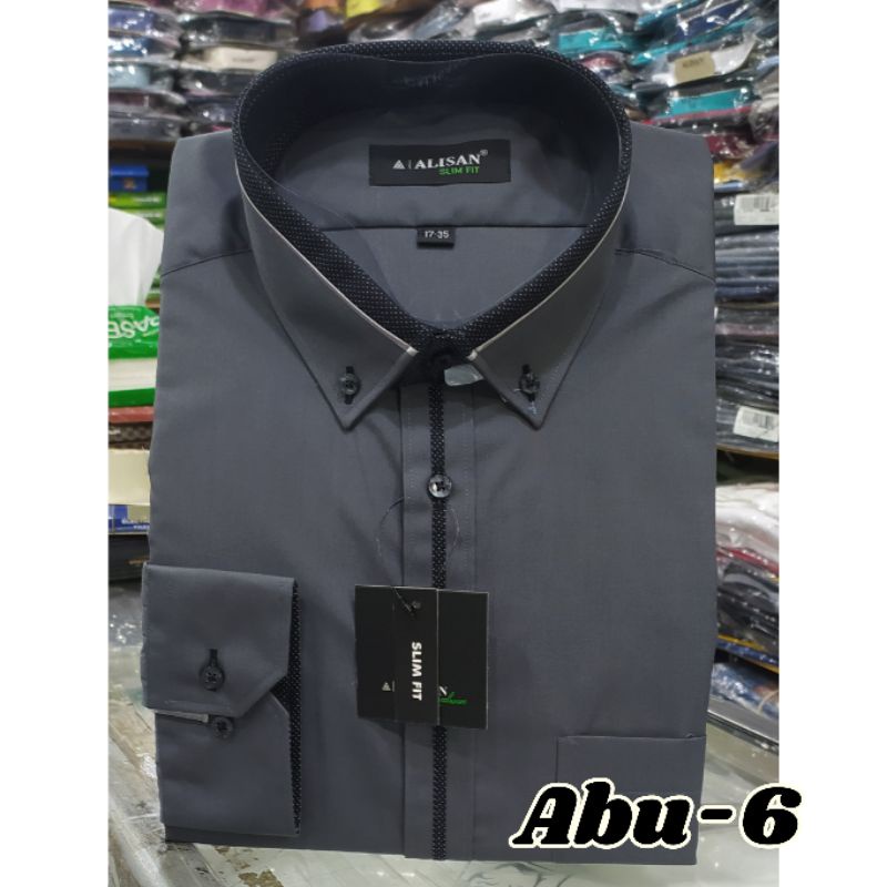 kemeja ALISAN kombinasi lengan panjang slimfit size 14.5/16