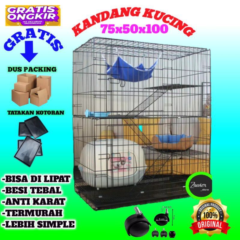 KANDANG KUCING.KELINCI.ANJING BESI LIPAT (KHUSUS GOSEND)-8)⏩75x50x100