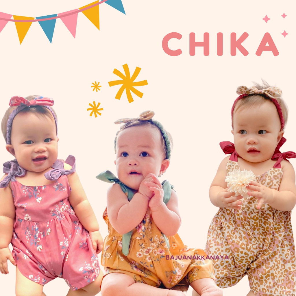 6-18 BLN JUMPSUIT BAYI TALI CHIKA BAJU BAYI PREREMPUAN FREE HEADBAND by BAJUANAKKANAYA