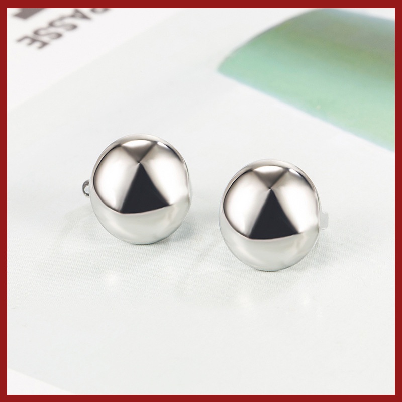 U1070 Anting Klip Bentuk Bulat Geometri Glossy Untuk Wanita