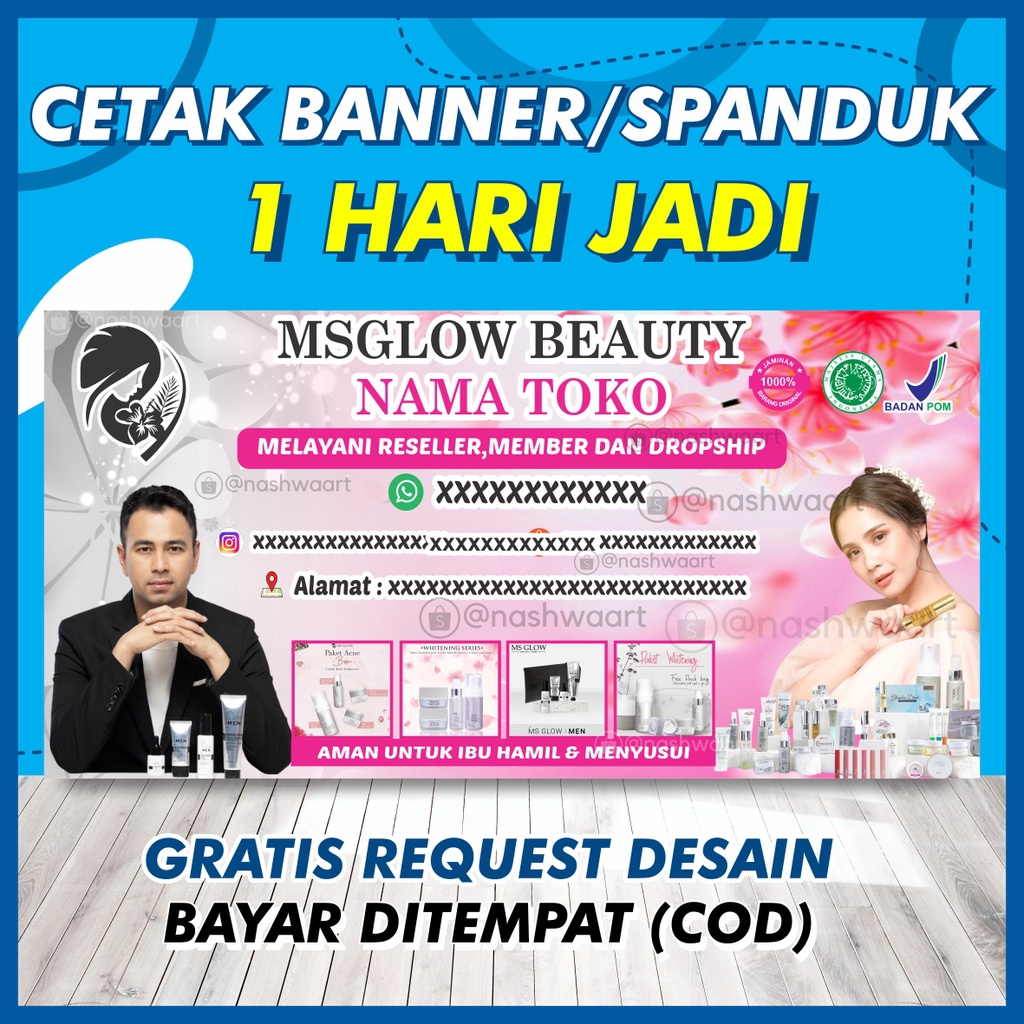 BANNER SPANDUK BACKDROP BALIHO AGEN DISTRIBUTOR RESELLER MEMBER RESMI BEAUTY BIBLE MS GLOW MSGLOW