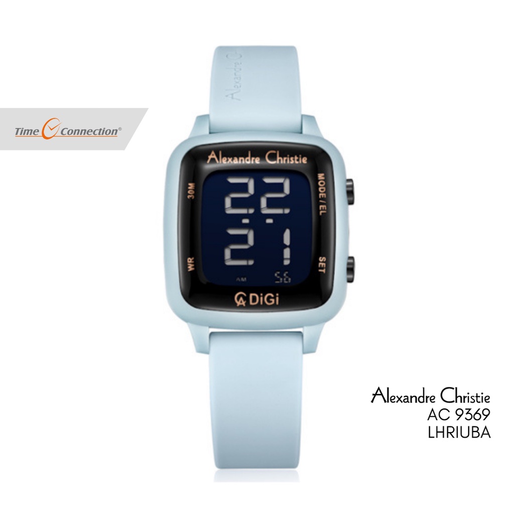 Alexandre Christie AC 9369 LHRIUBA Full Biru Original / Jam Tangan Wanita Digital Karet / Blue Rubbe