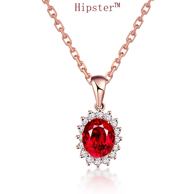 Best Selling Fashion Classic Ruby SUNFLOWER Diamond Pendant Necklace