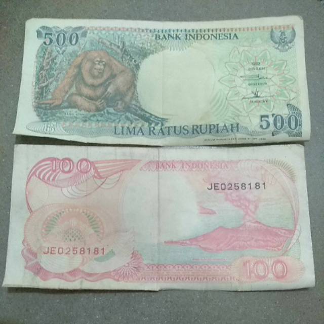 Uang Kertas 500 Rupiah tahun 1992 &amp; Uang kertas 100 Rupiah tahun 1992