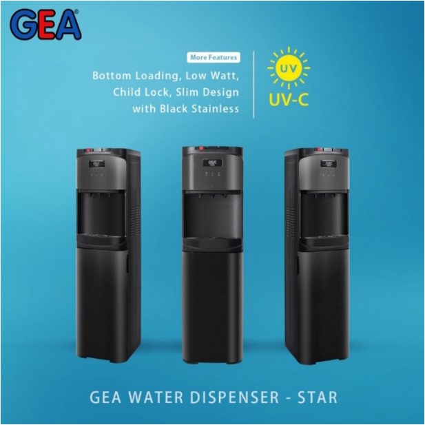 GEA Dispenser Galon Bawah STAR UV Light UV-C 3 Kran Hot Cool Normal