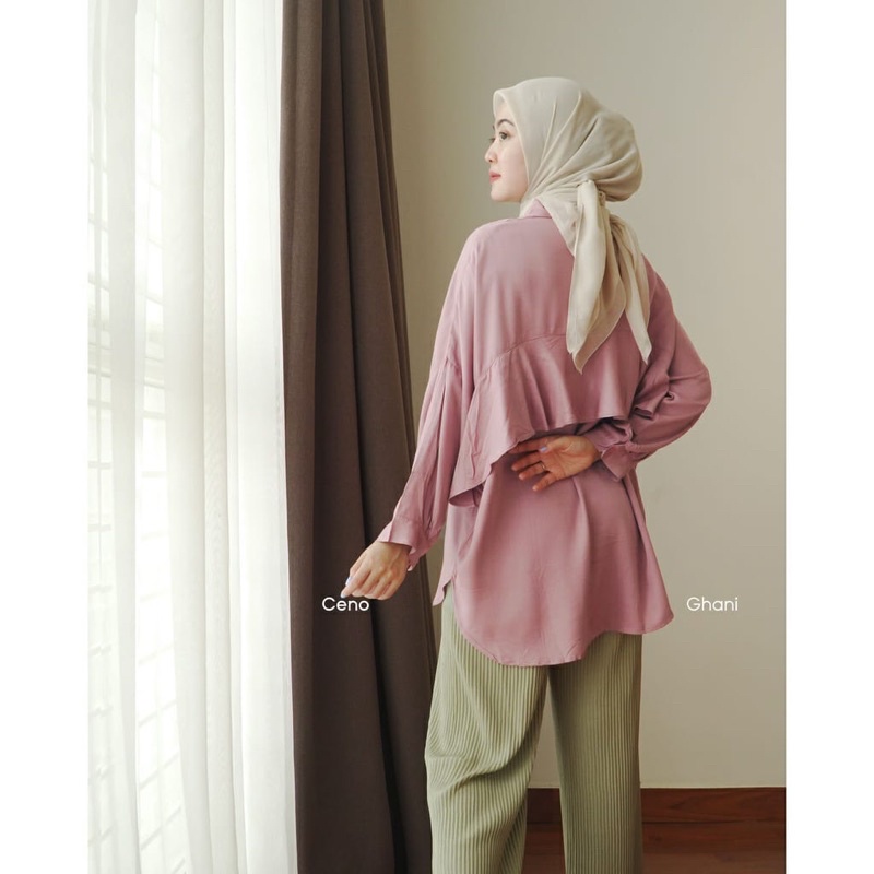 KEMEJA TUNIK TINY RUFFLE TOP SUPER JUMBO BAHAN SHAKILA