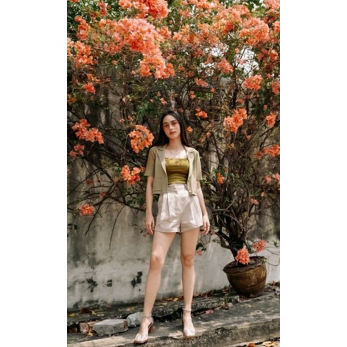 Celana Pendek Short pants Depan Kancing Belakang Karet Bahan Katun Tebal Nyaman Saku Kanan Kiri Hotpants Wanita Korean Style