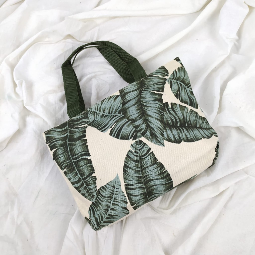 Tas Mukena Kanvas Aesthetic Monstera