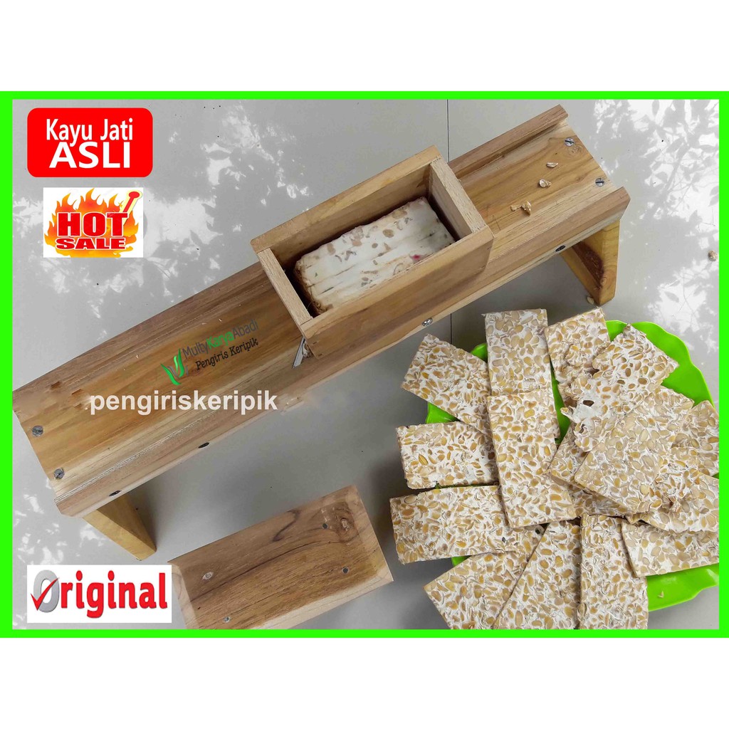 Pemotong Pengiris Keripik Tempe Serbaguna Kayu Jati Bonus 2 pisau