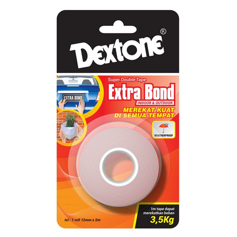 

Dextone Extra Bond Indoor & Outdoor Merah - Double Tape 12 mm