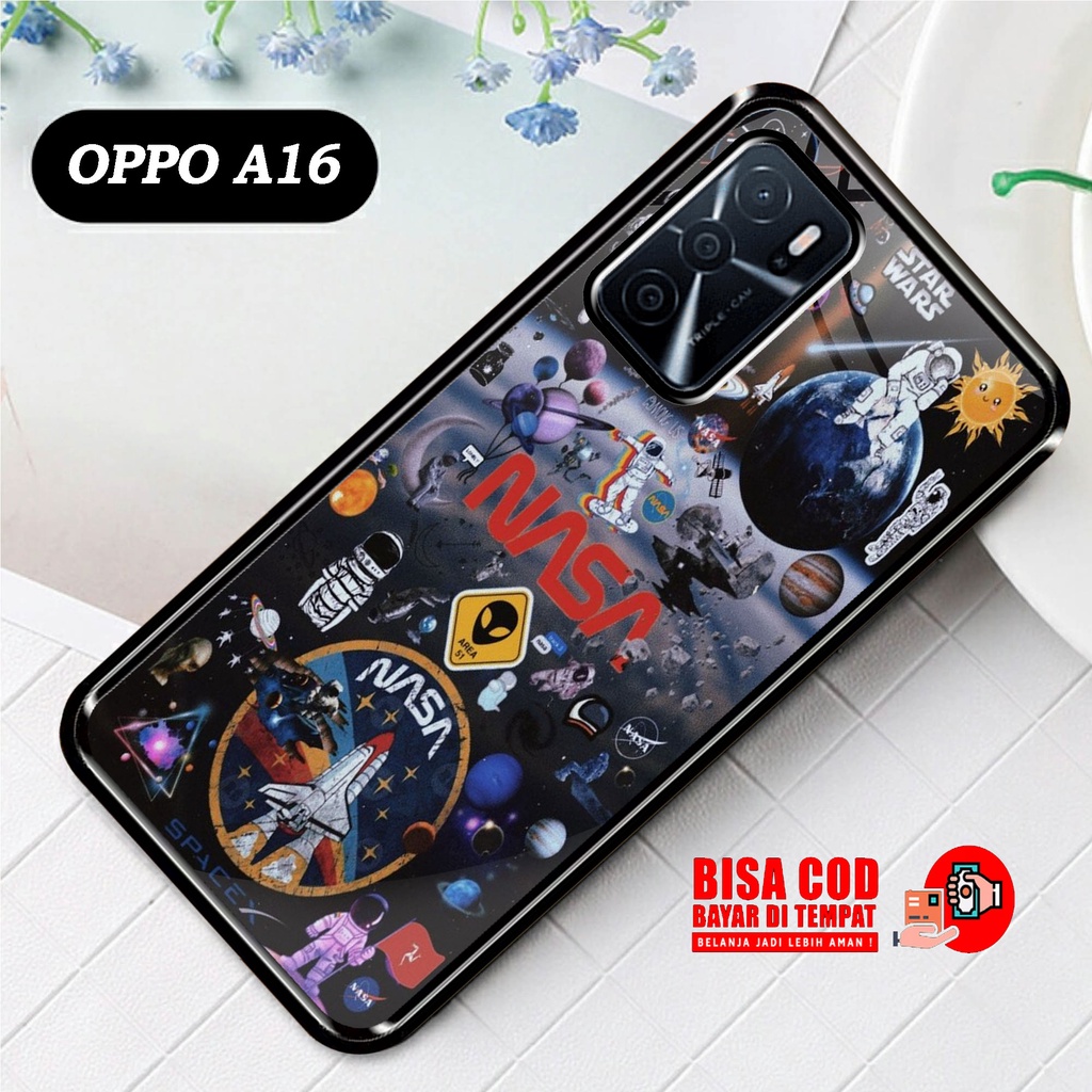 CA Case Hardcase OPPO A16 NEW Glossy Motif Nasa x Branded Unik 2D Case Kilau Softcase Casing Bisa CO