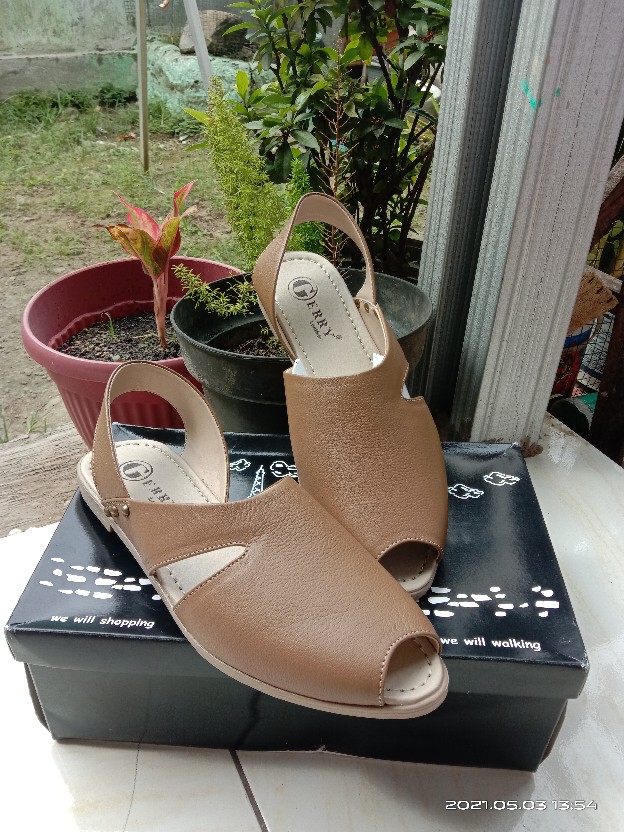 Sepatu Wanita Kulit Asli Model Tutong Tali Terbaru Sol Karet Hak 3 Cm Kulit Sapi Asli Garut