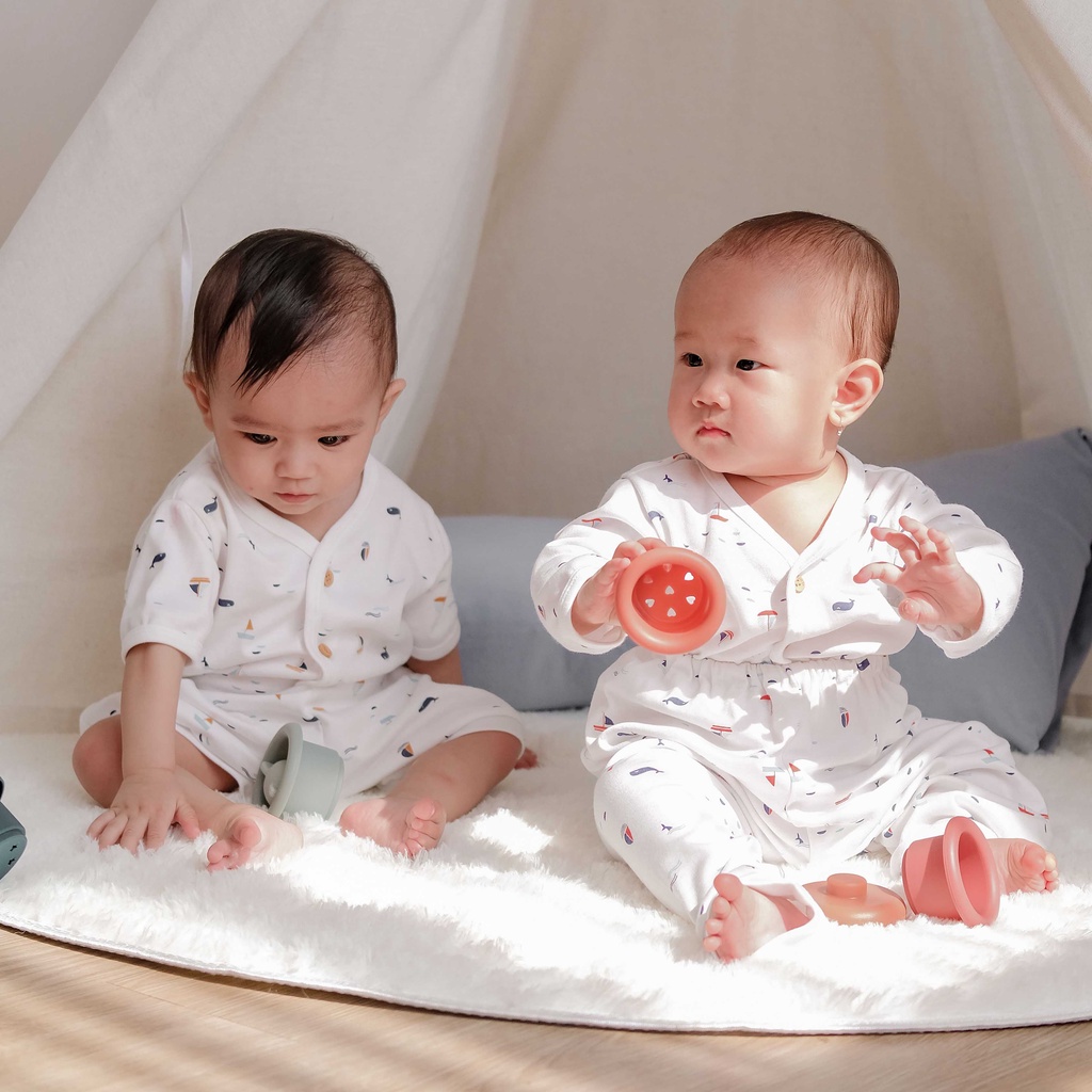 Nice Kids - Bear Printed Long Sleeve Baby Pajamas Set Setelan Piyama Baju Tidur Beruang Lengan Panjang Anak Bayi