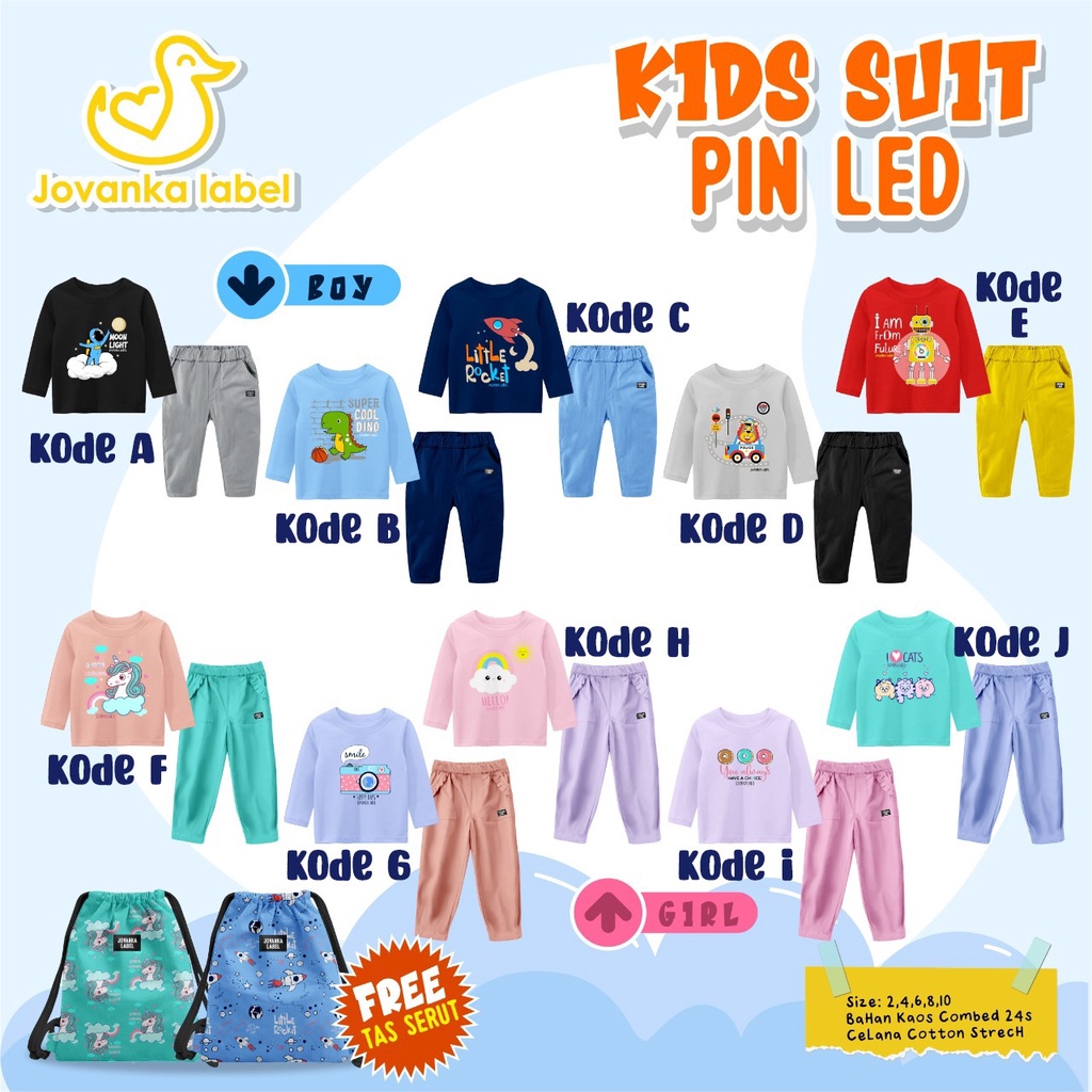 SET KIDS SUIT PIN LED JOVANKA