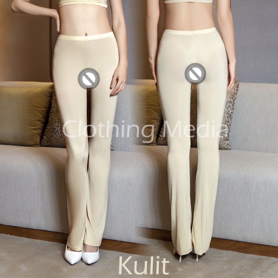 Celana Panjang Silky Semi Transparan Wanita Lembut Dingin Halus Yoga Legging
