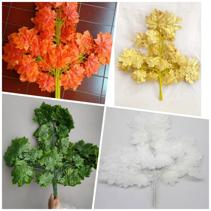 Jual Daun Maple Putih (Lusinan) Daun Artificial / Daun Dekorasi / Daun