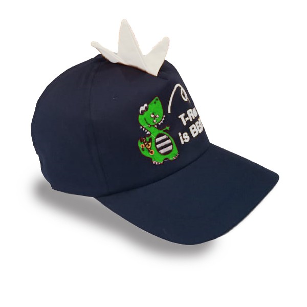 Topi Anak Dinosaurus T-Rex / Topi Dino Anak Baseball Bordir Nama Custom 1 Hari Jadi-NAVY