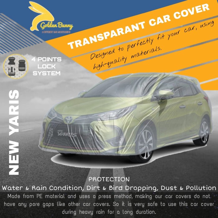 Sarung Mobil Plastik Tebal - Body Cover Transparan New Yaris Clear Sale