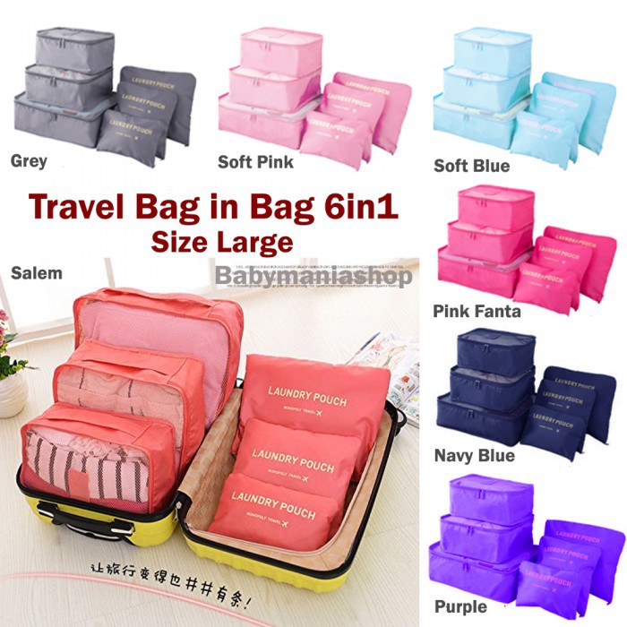 Big Size Travel Organizer 6in1 Set Storage Travelling Bag 6 in 1 Large Koper Tas Laundry Pouch Besar
