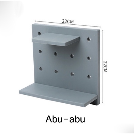 Rak Dinding Pegboard Organizer wall organizer Wall Shelf Tanpa Paku-Abu-abu