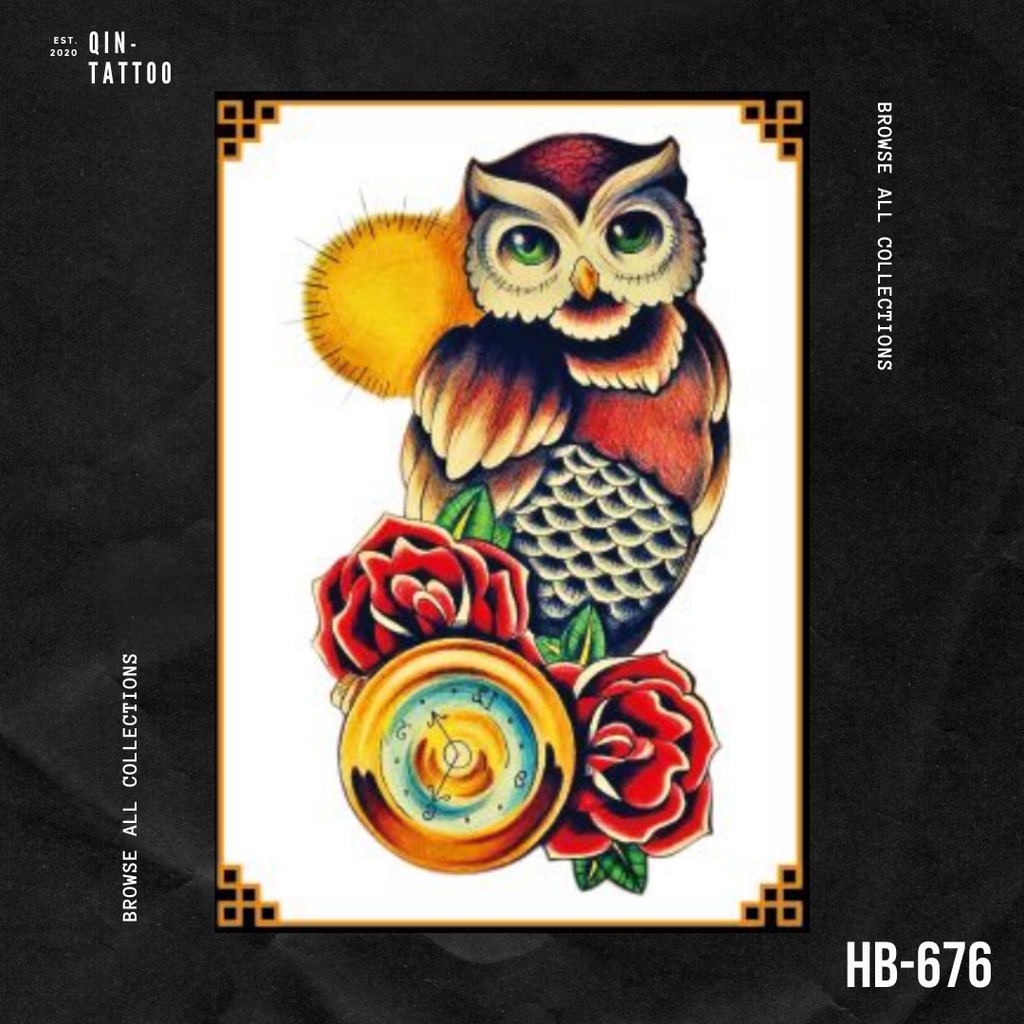 Temporary Tattoo / Tato Temporer Pretty Owl 21x15 cm HB-676