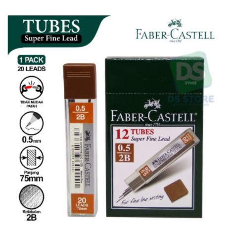 [ATK] - FABER CASTELL Super Fine Leads Tubes / Refill Pensil Mekanik 0,5 mm 2B