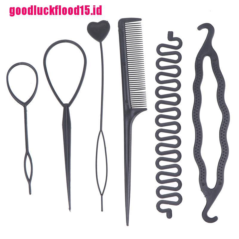 {LUCKID}6pcs/set Hairstyle Braiding Tools Pull-through Hair Needle Hair Disk Hair Comb